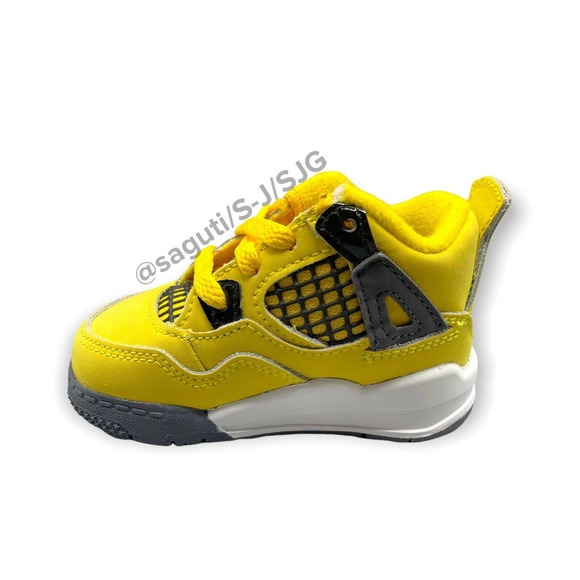 Nike Air Jordan 4 Retro (TD) 'Lightning' Tour Size 4c Yellow/Grey New BQ7670-700 - Picture 4 of 8